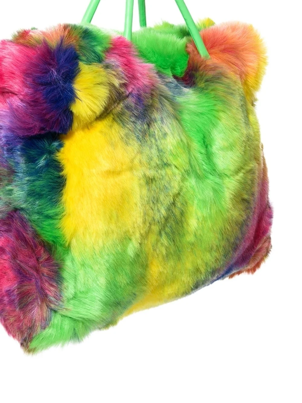 Kaleido Rainbow Multicolor Faux Fur Tote Bag (Matching Jacket & Scarf available)